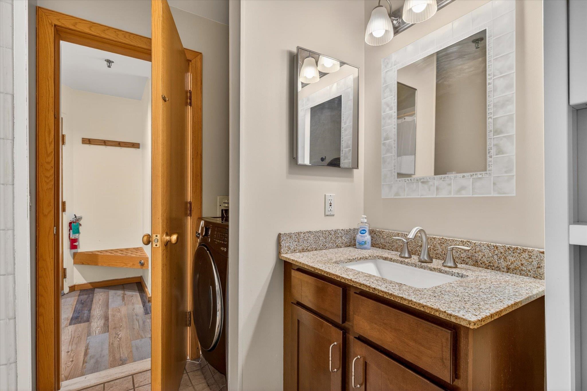 Full bathroom with updated vanity