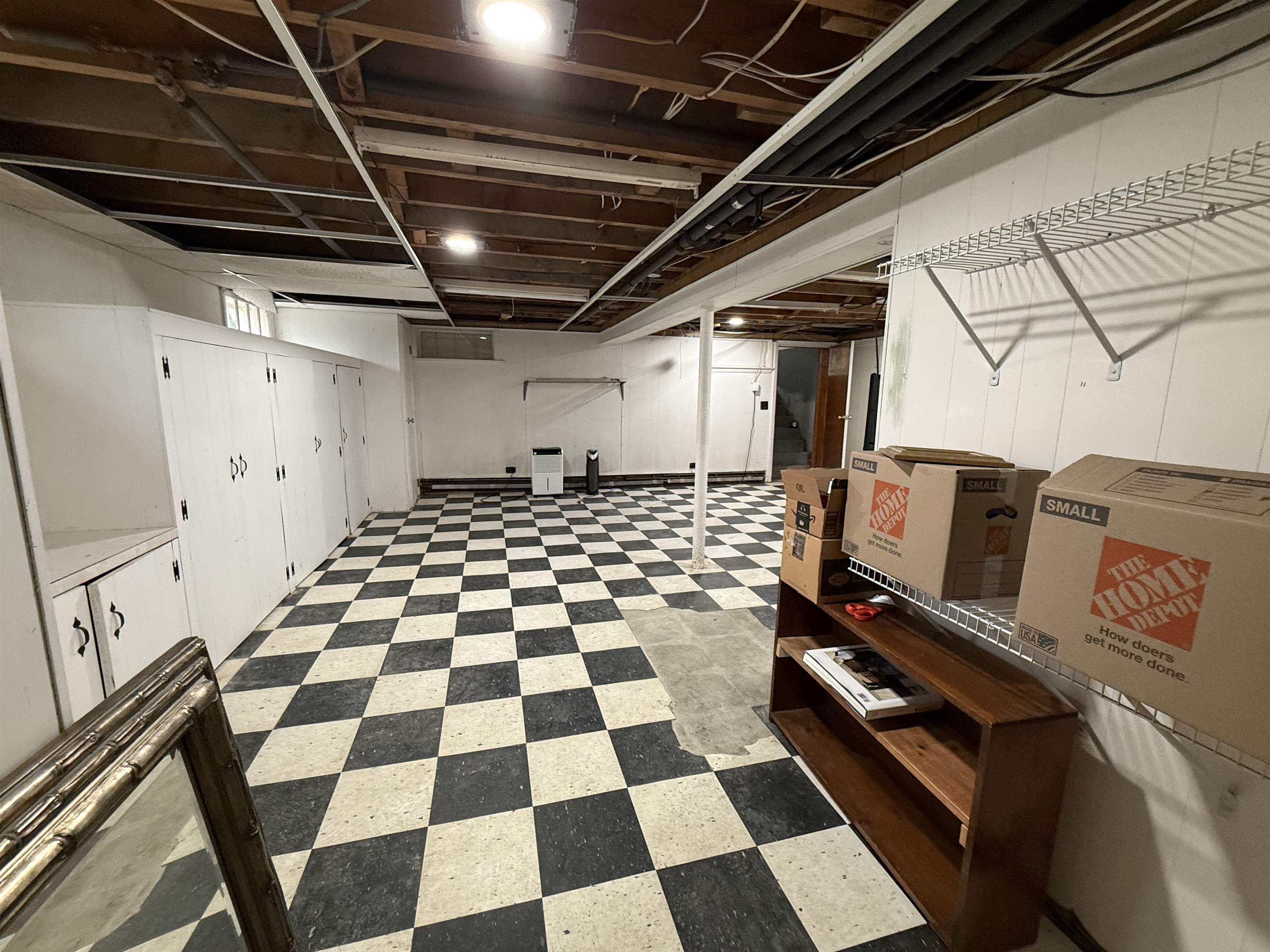 family room in basement