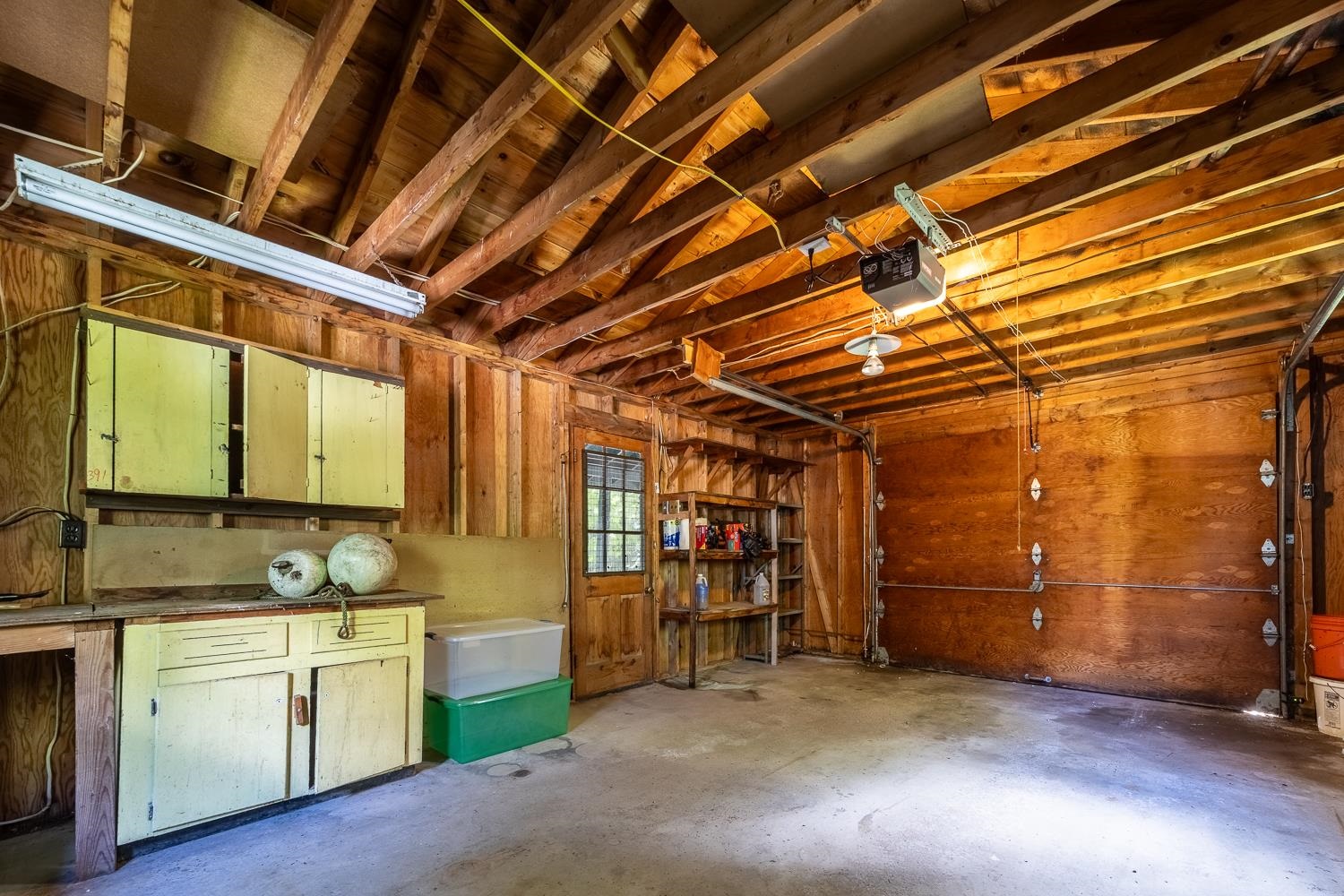 Interior view of one car garage. 25647742