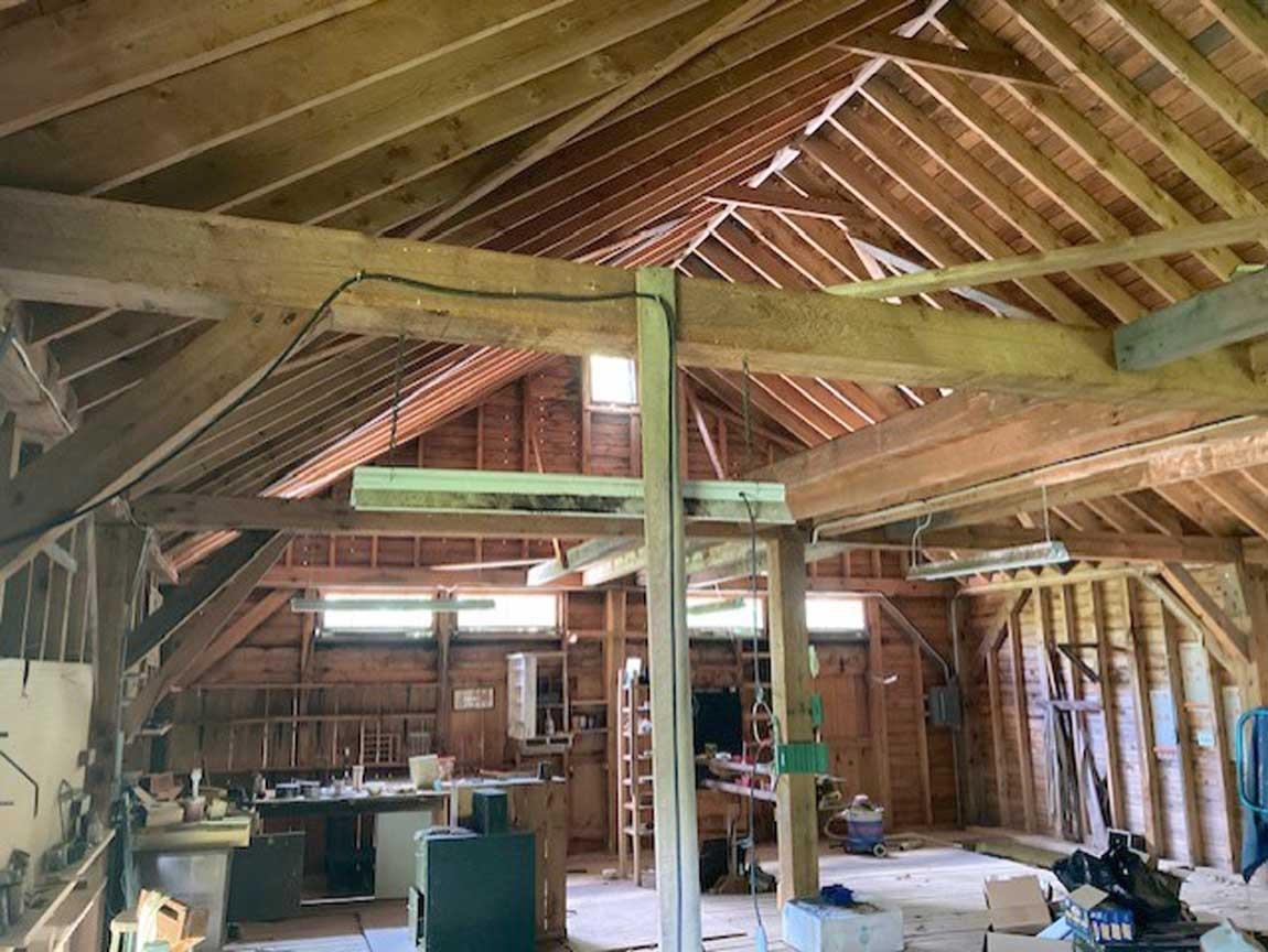 Interior of detached barn
