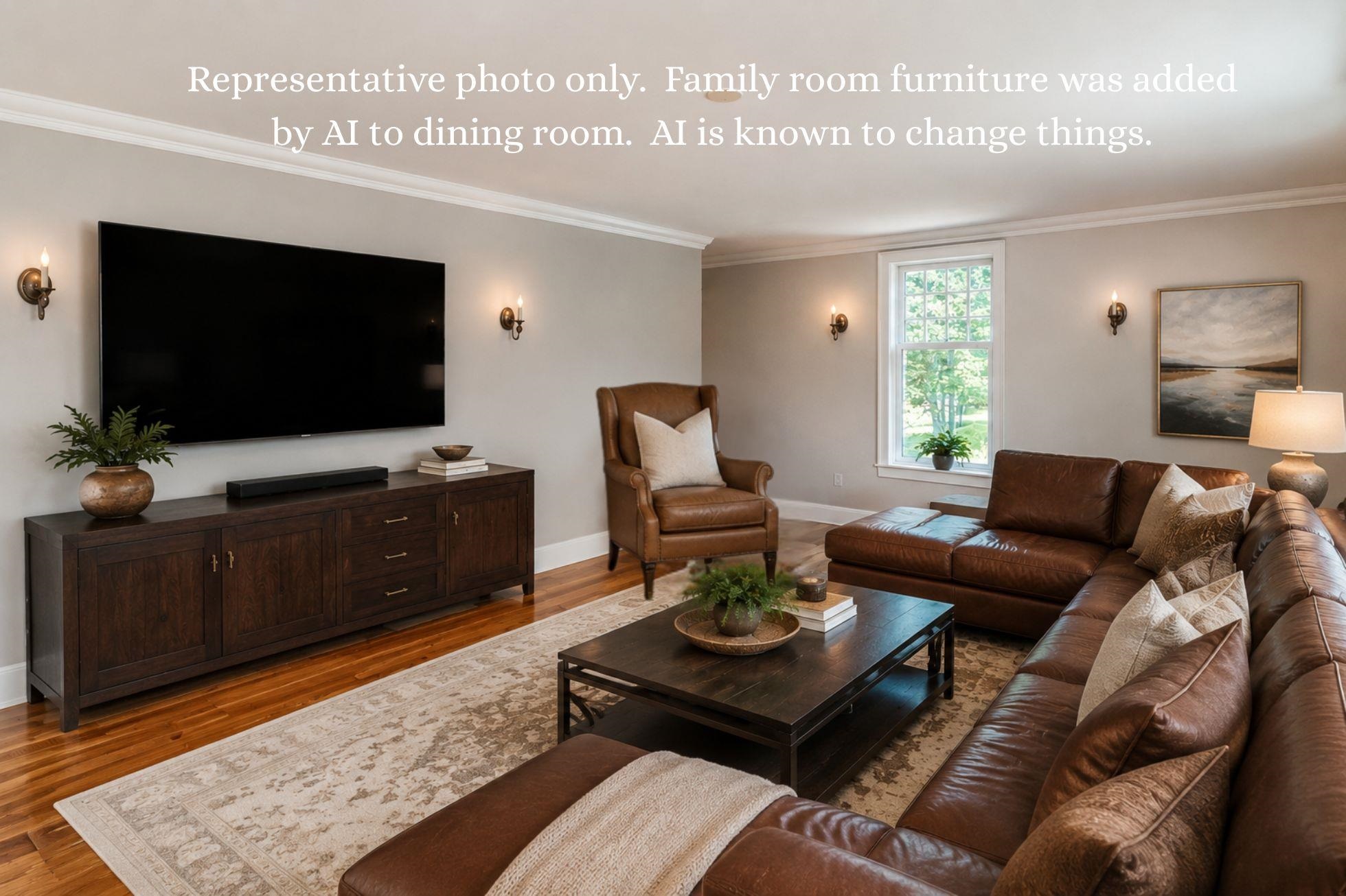 AI family room furniture in dining room