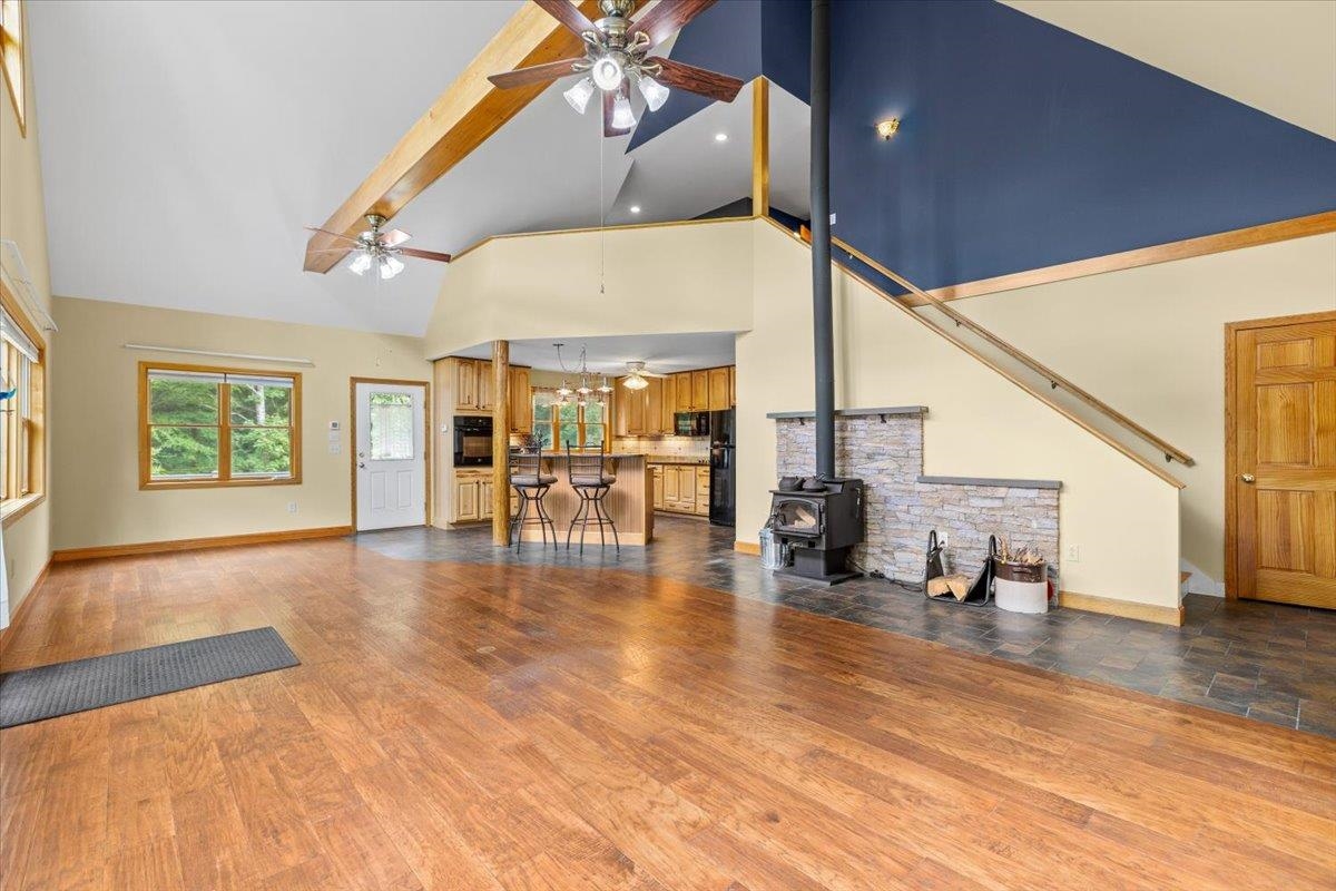 Warm Wood stove with custom crafted stone hearth