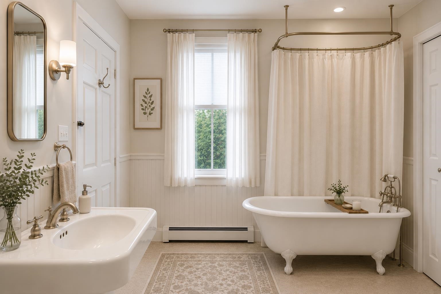 Virtually staged 1st floor full bath with laundry hook ups