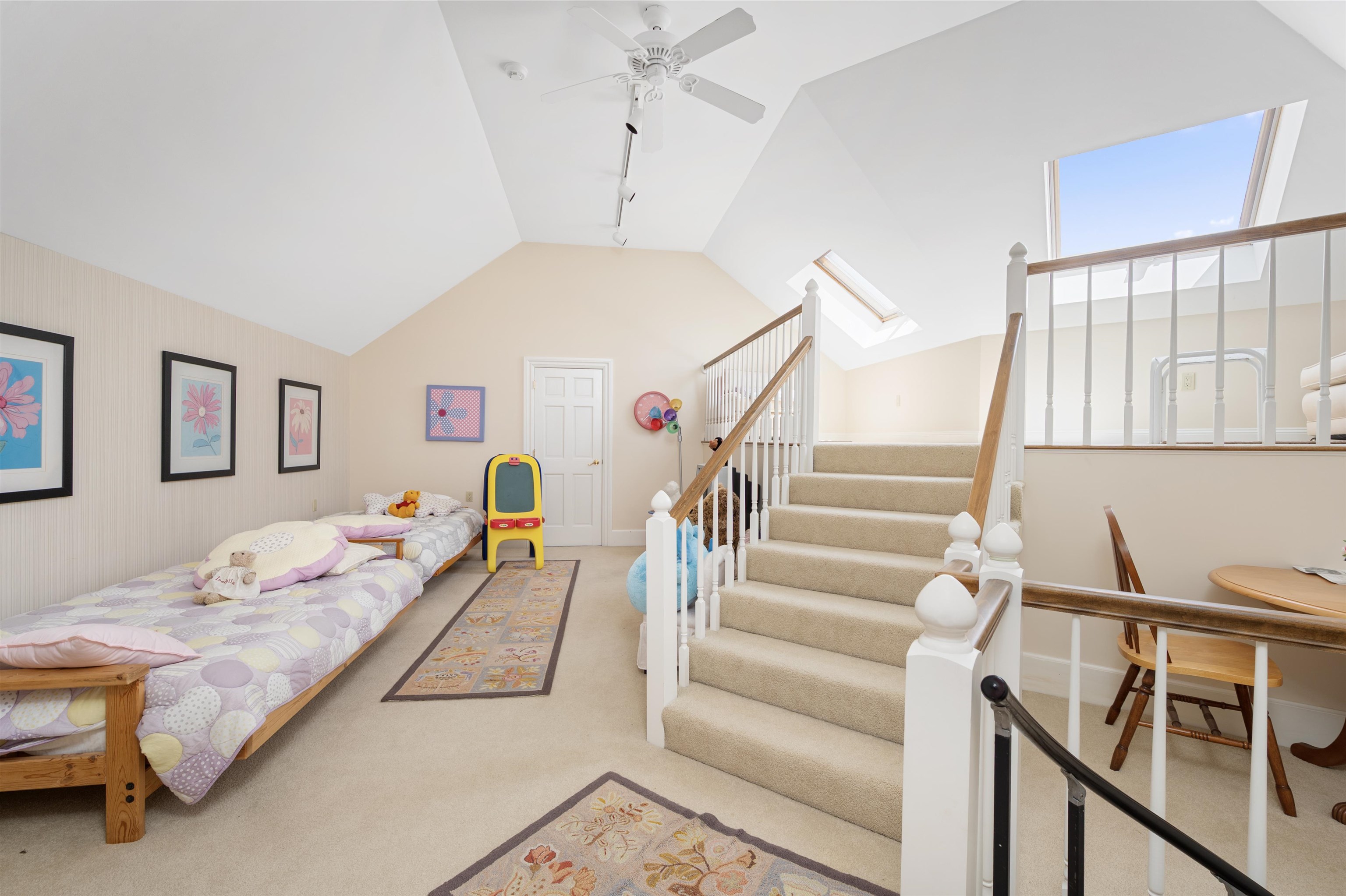 Spiral staircase up to the loft