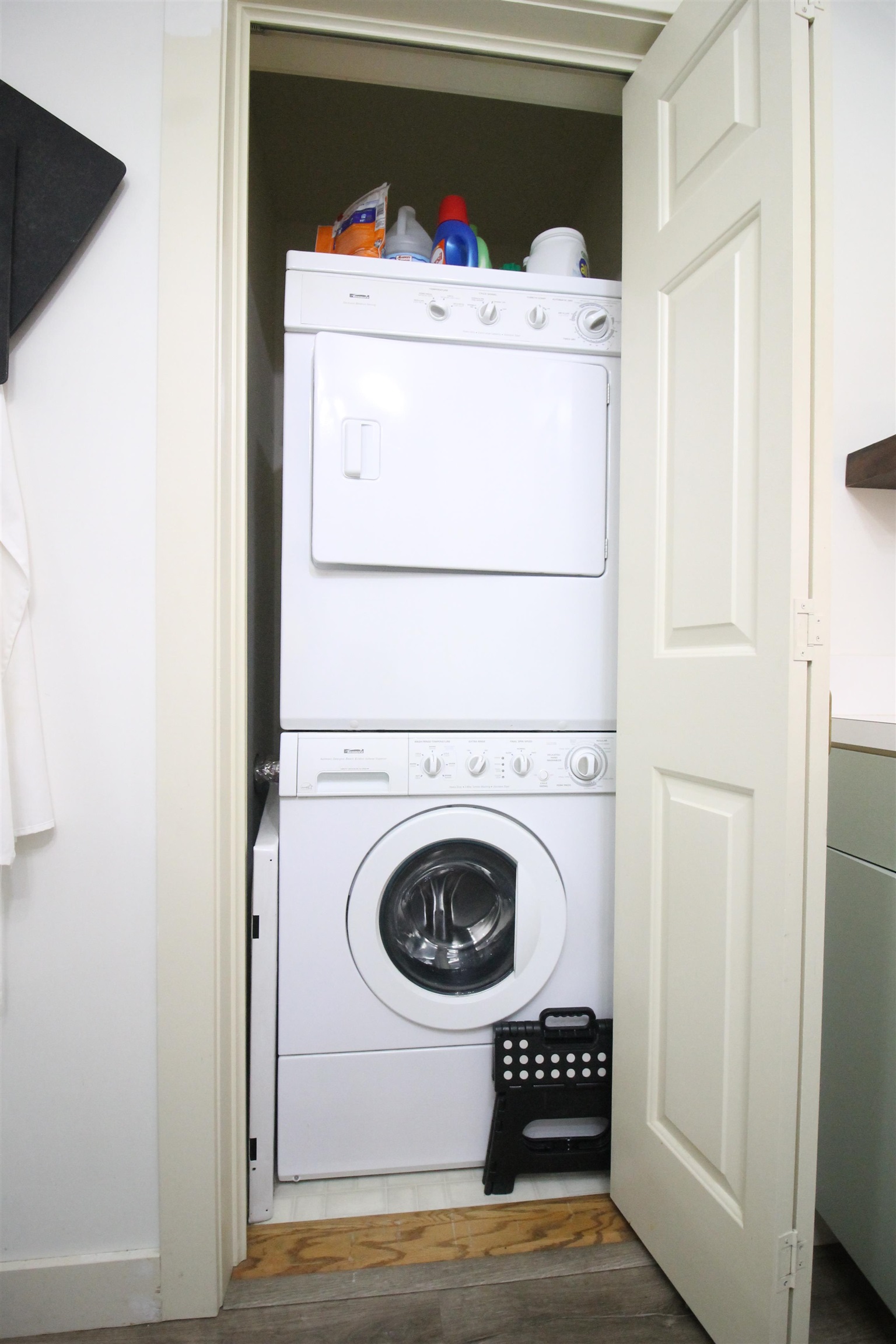 Stackable Washer and Dryer in the kitchen