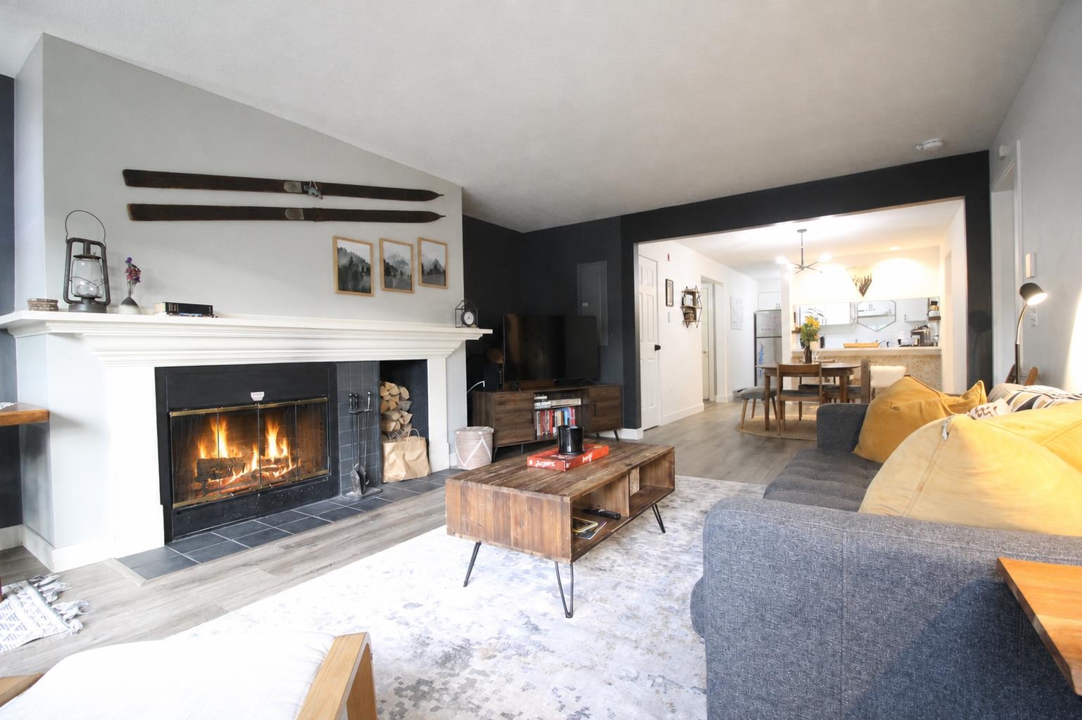 Wood burning fireplace, wood is included with condo fee