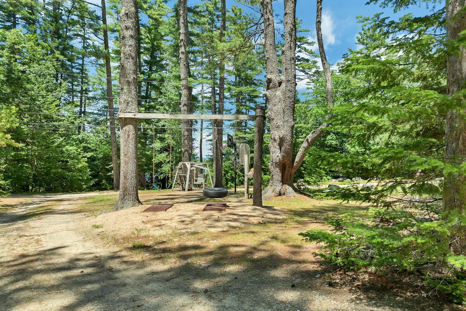 Swing and basketball hoop