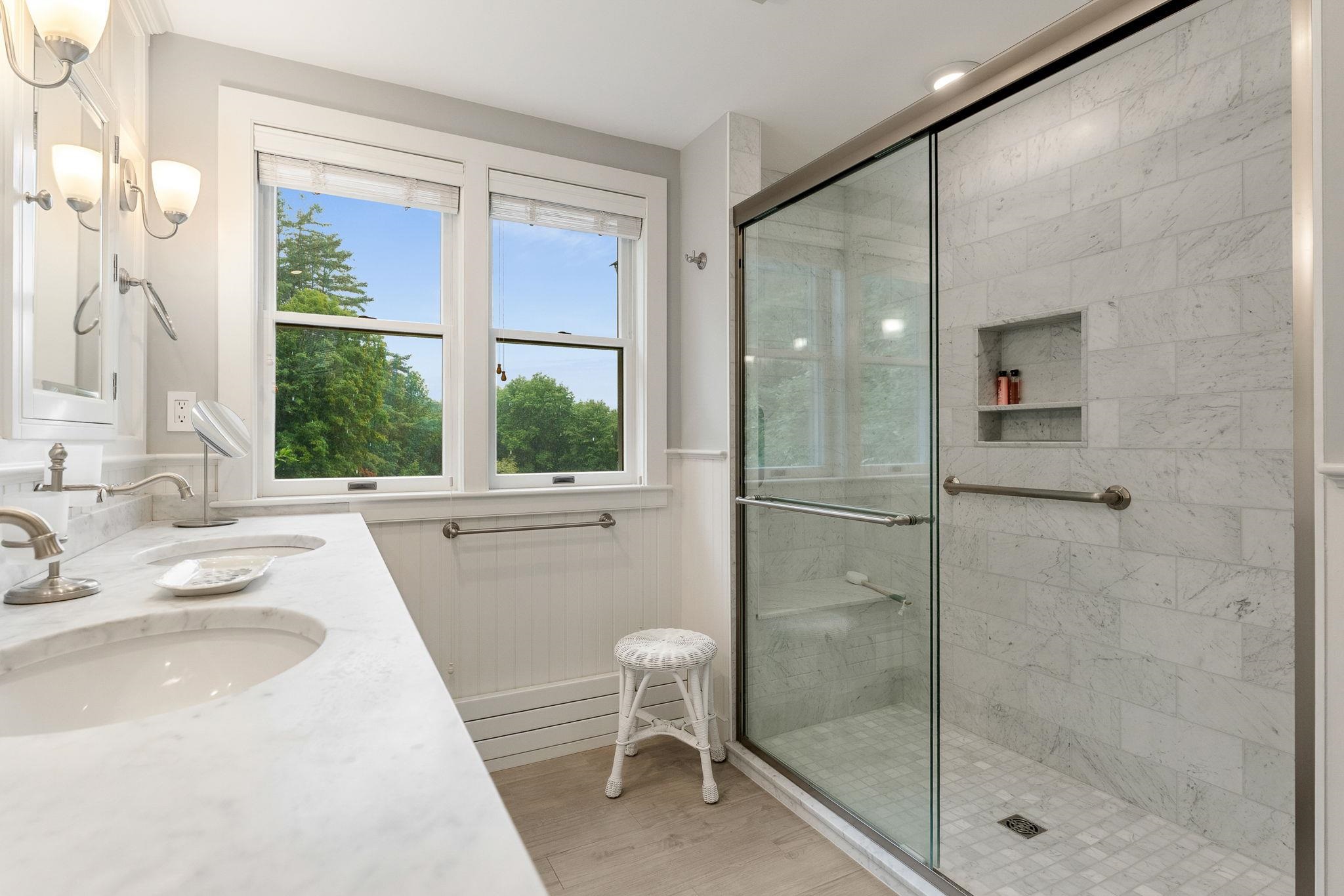 Primary bath marble shower 25903360