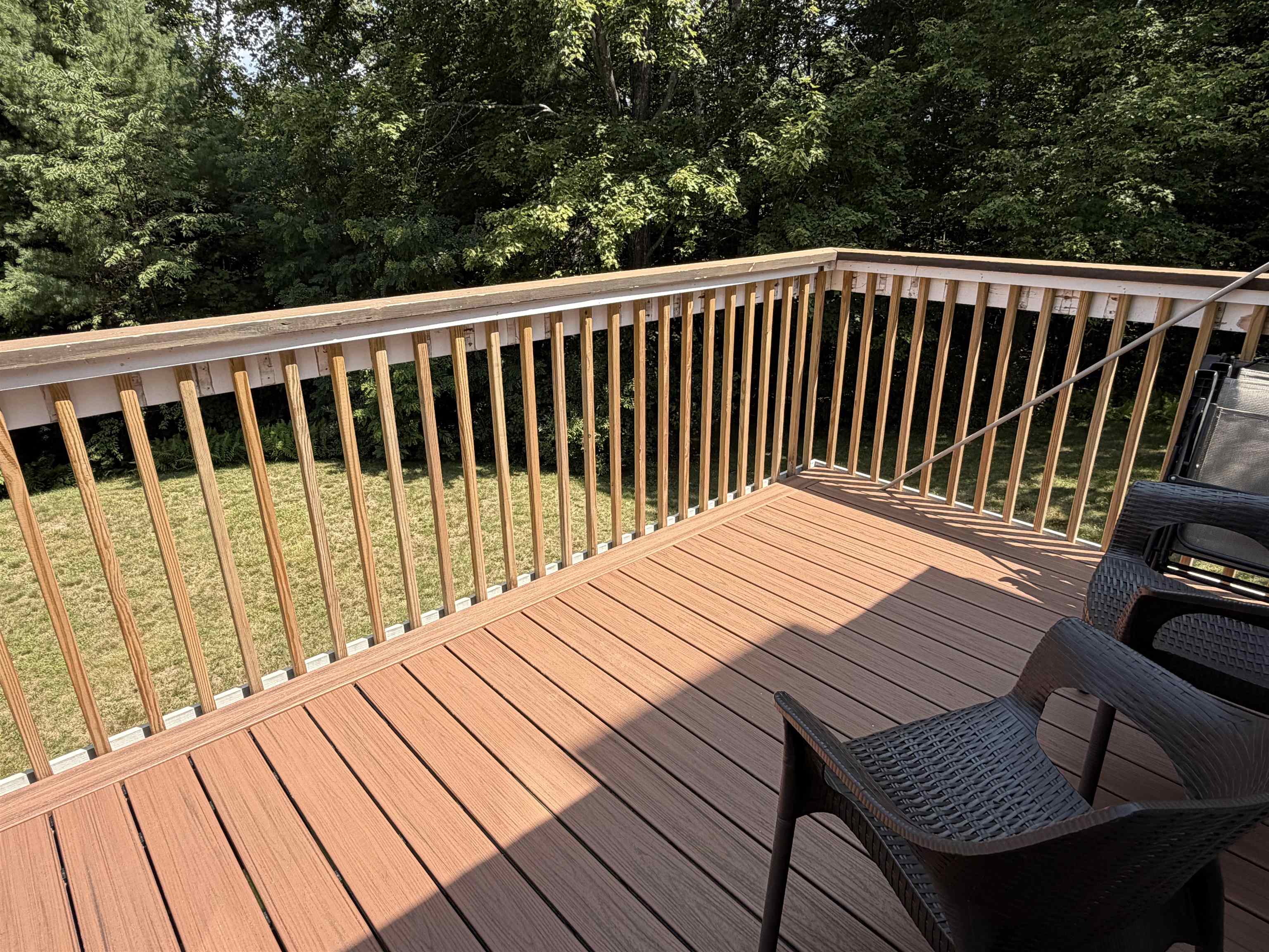 Private end unit deck, wooded views