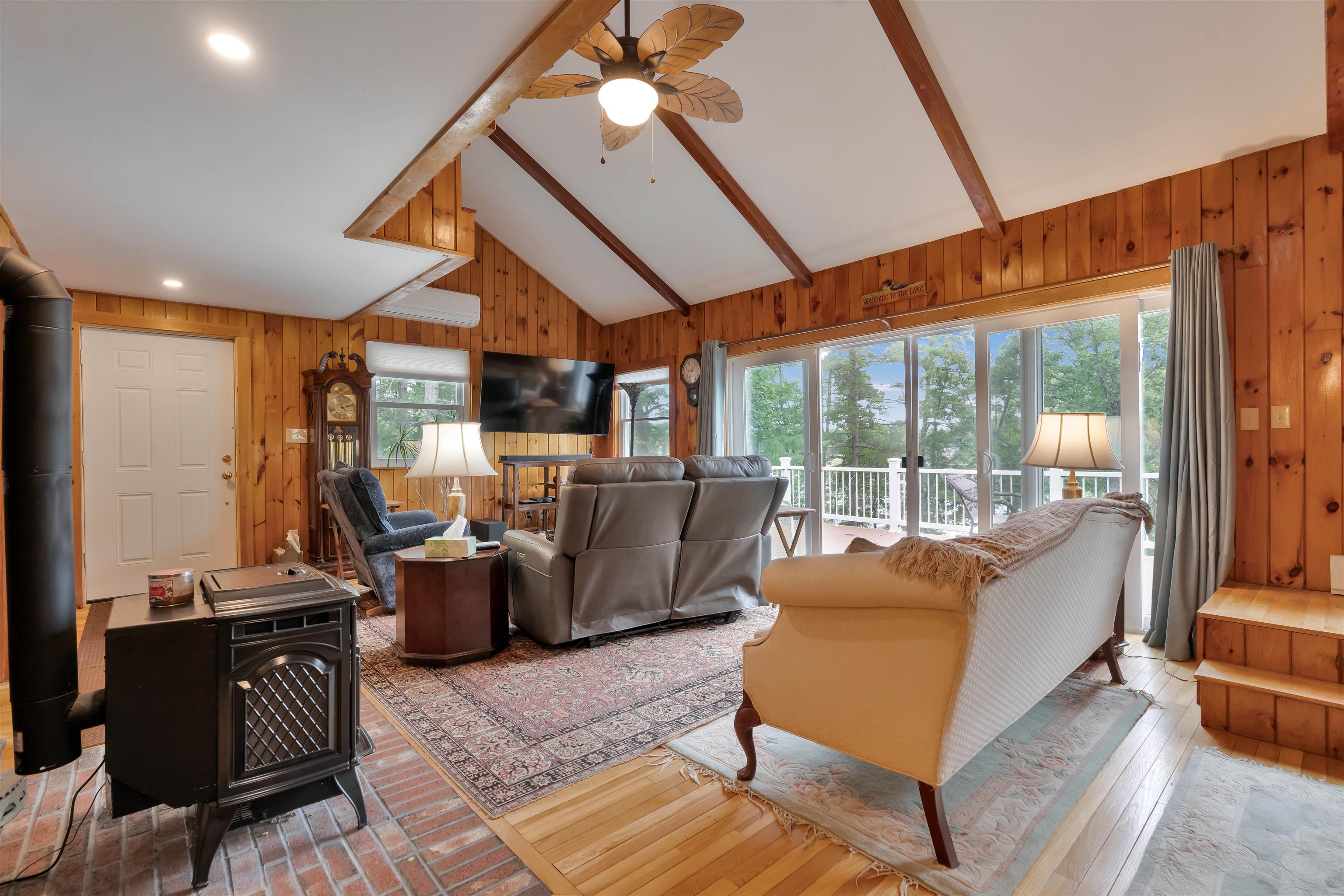 Living room with vaulted ceilings