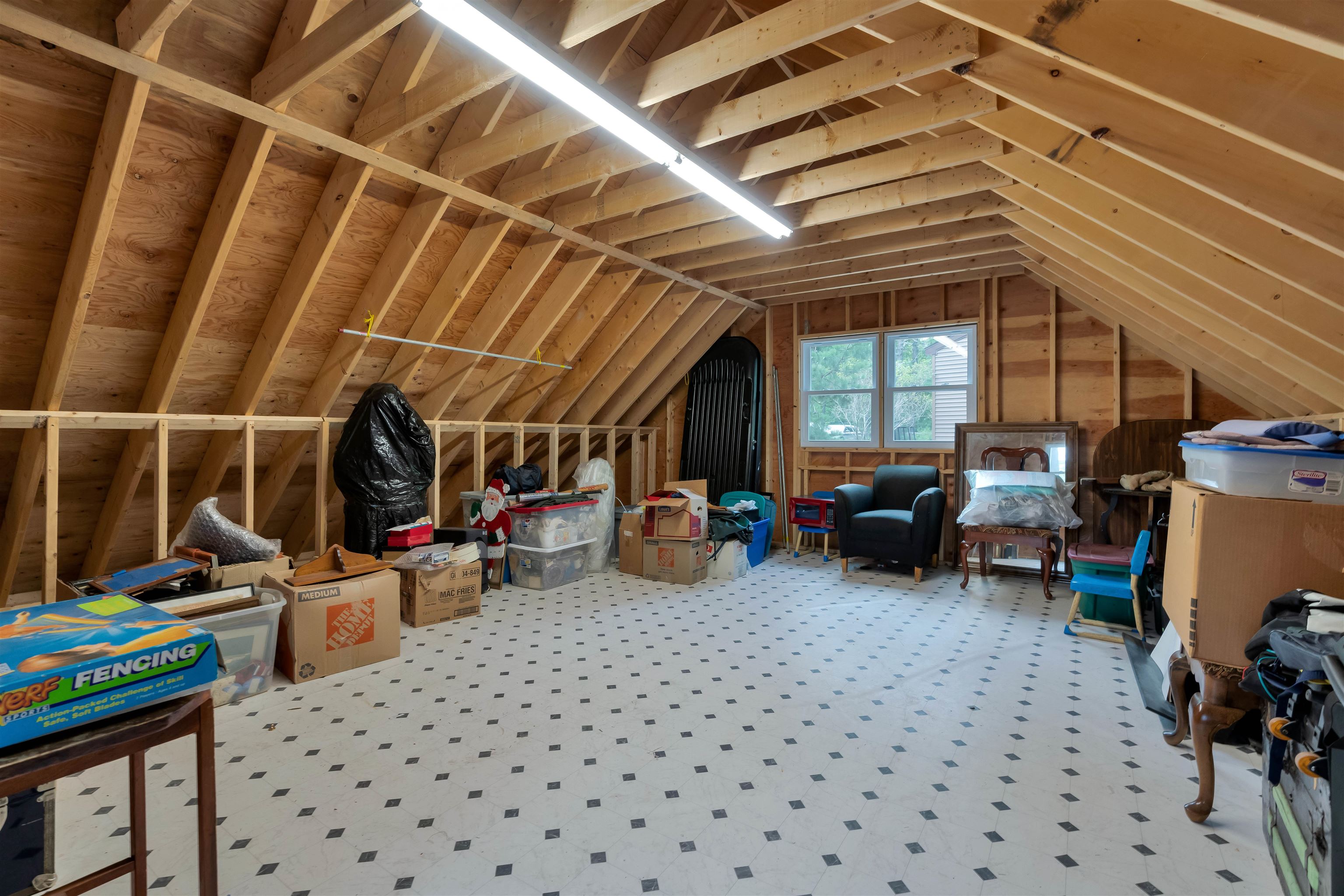 Storage room above garage