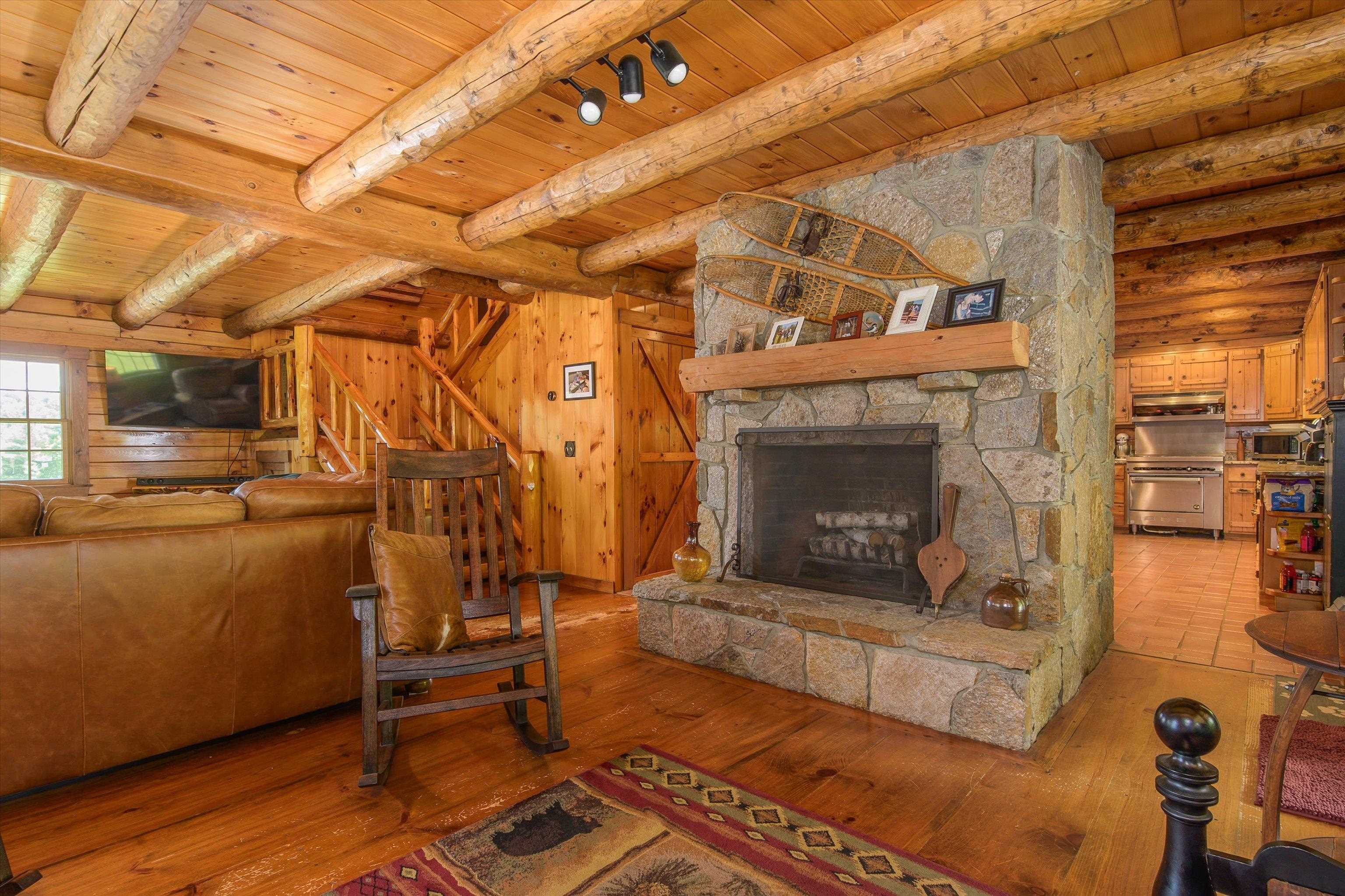 with wood burning fireplace...