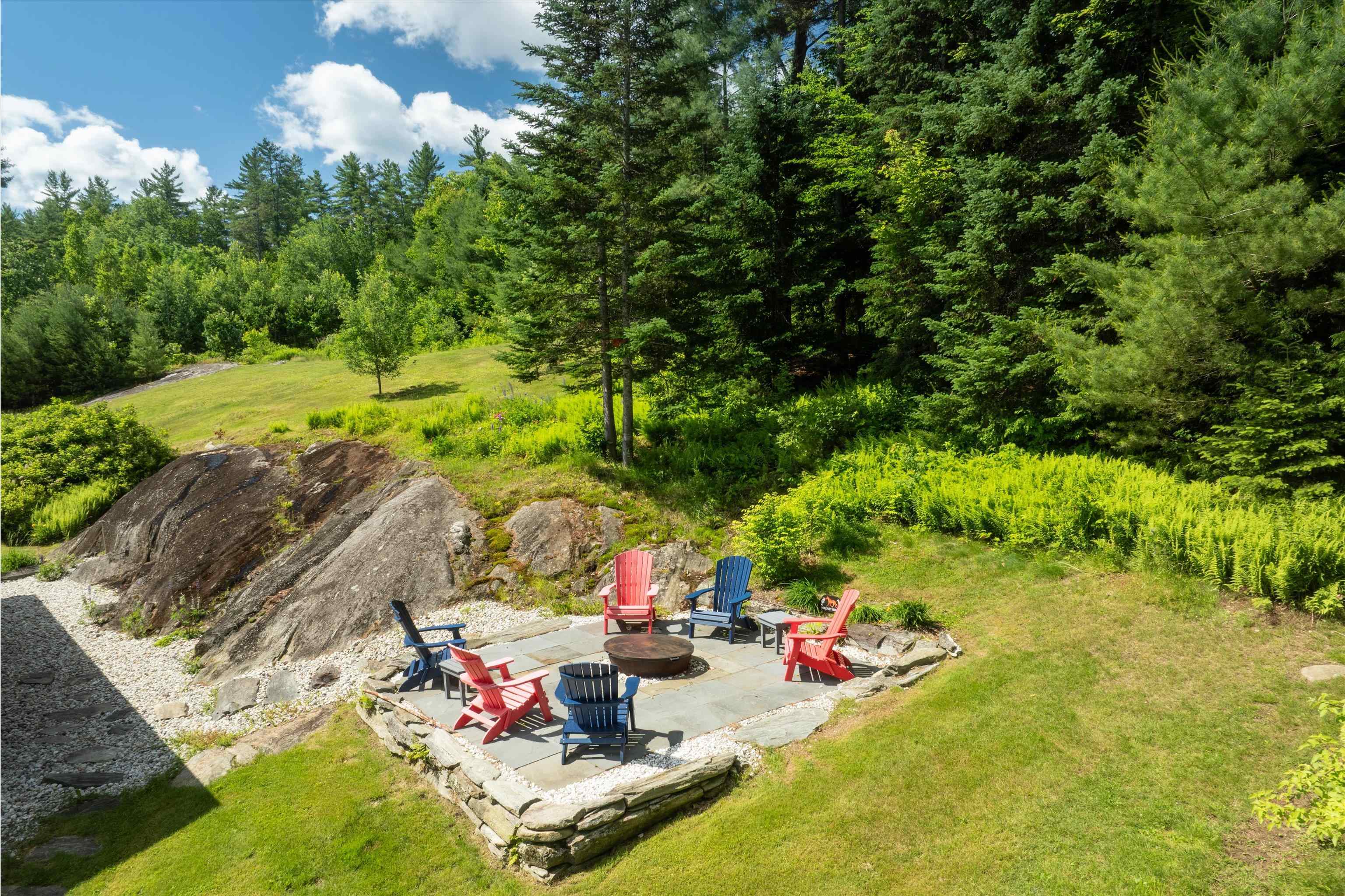 or the stone patio with firepit...