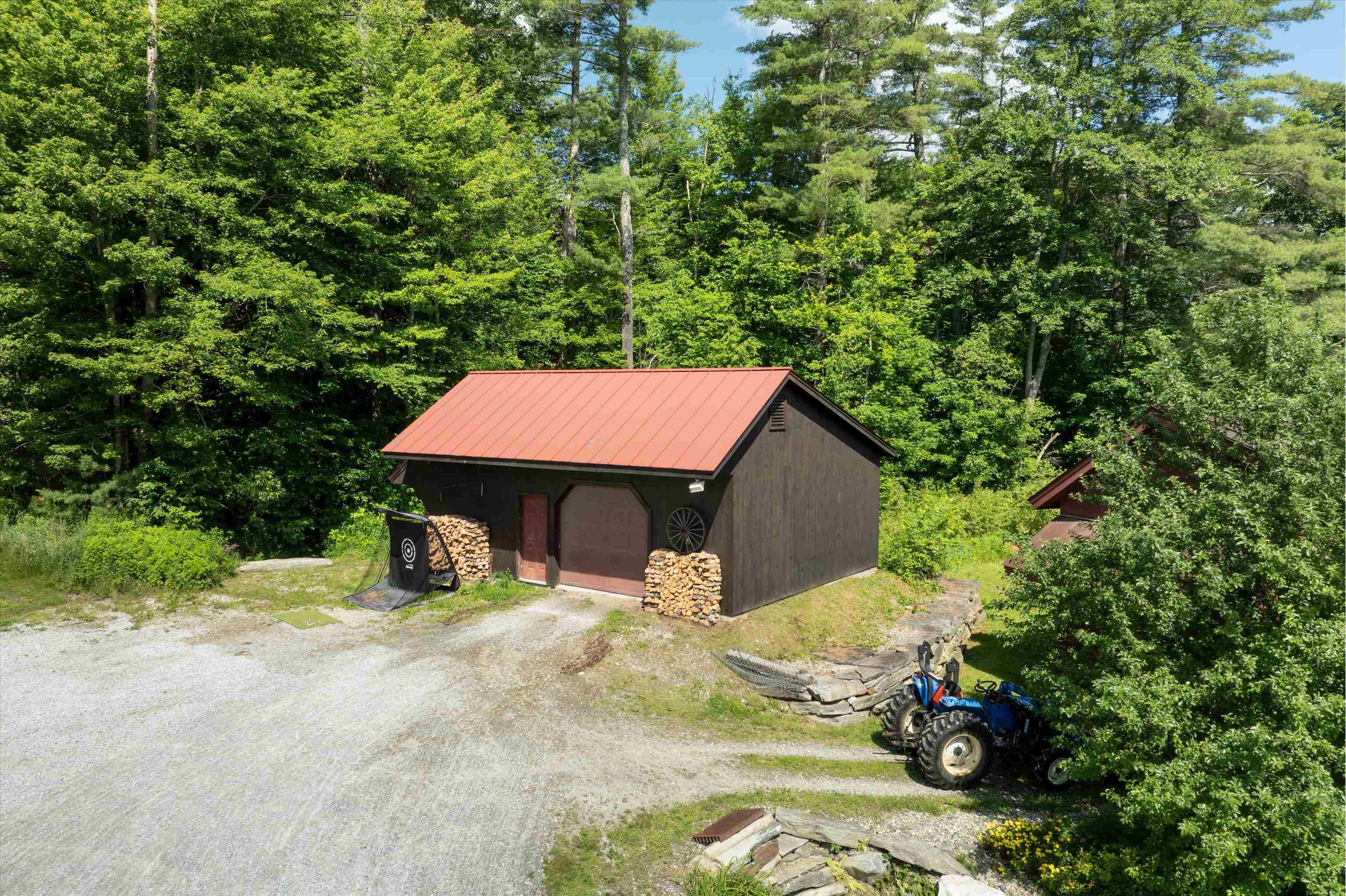 Detached, heated garage with workshop...