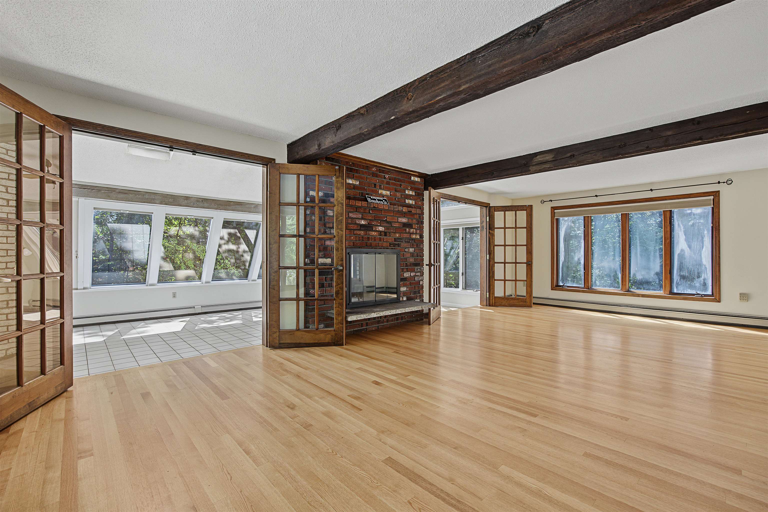 Gleaming hardwood floors in the living room