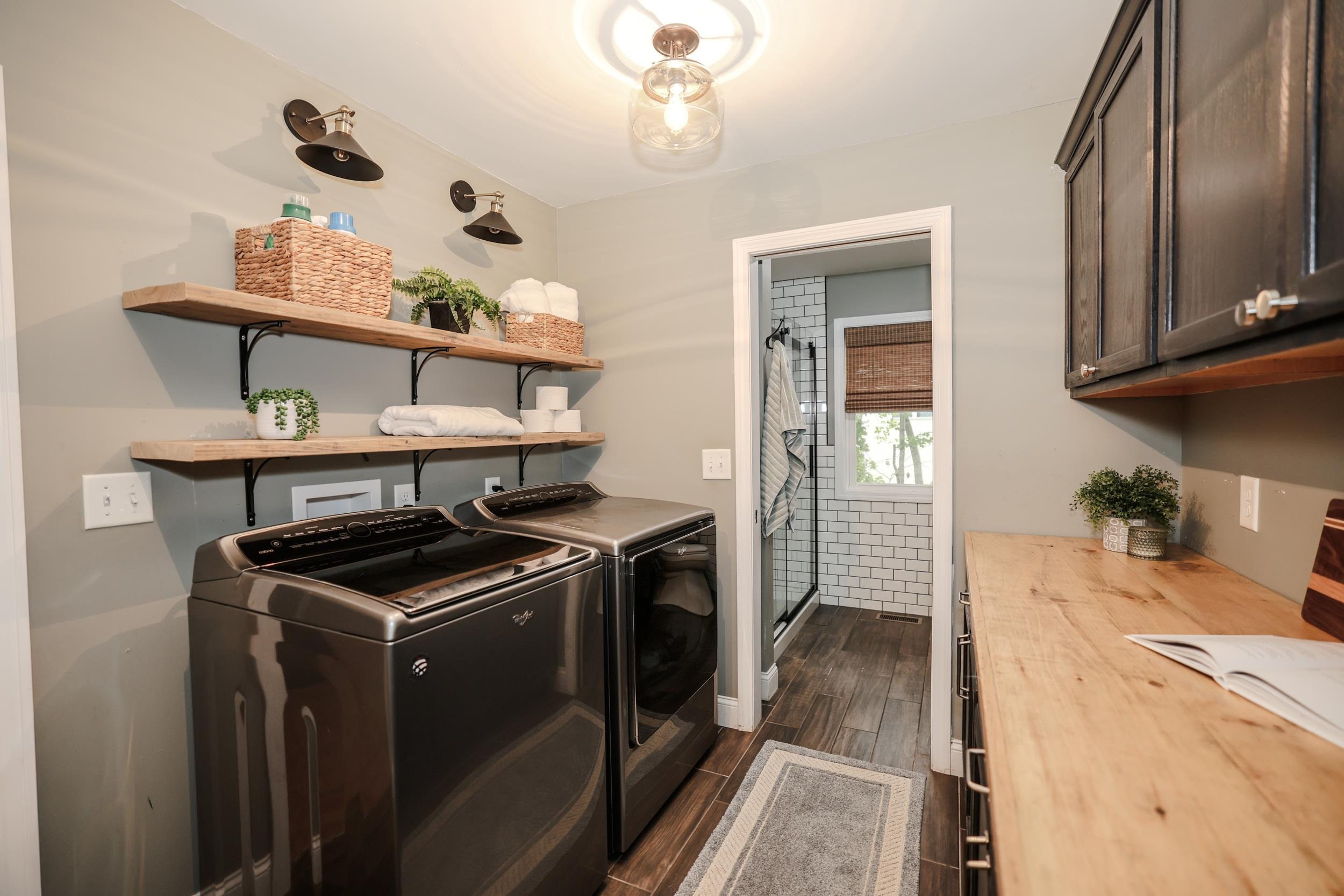 Great storage above the washer & dryer