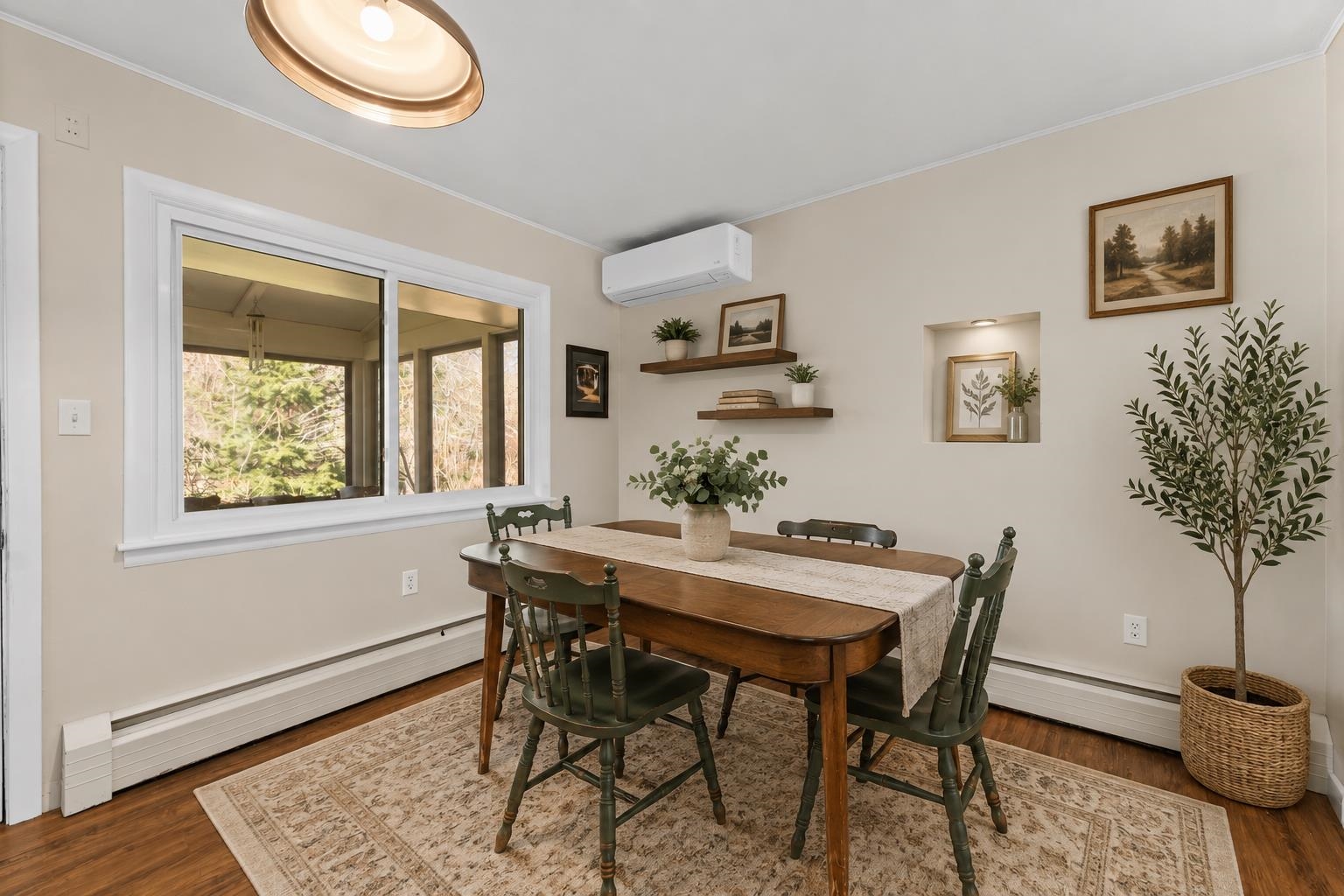 The dining room that is right off the kitchen makes it easy for entertaining