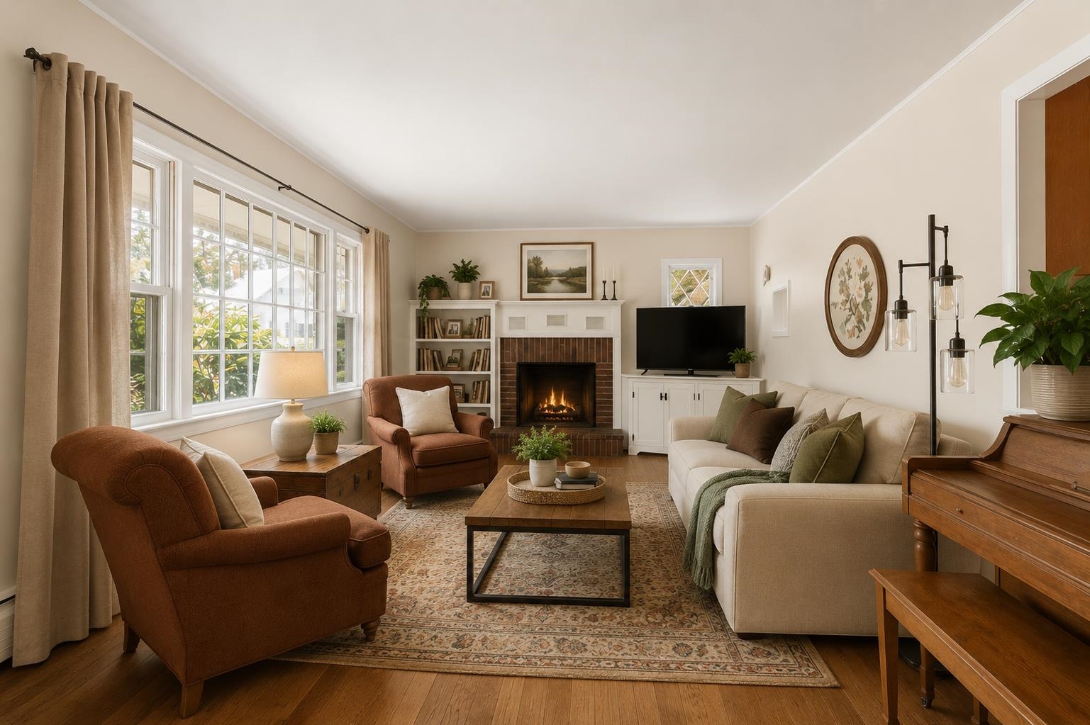 This bright and airy living room is the perfect spot to unwind