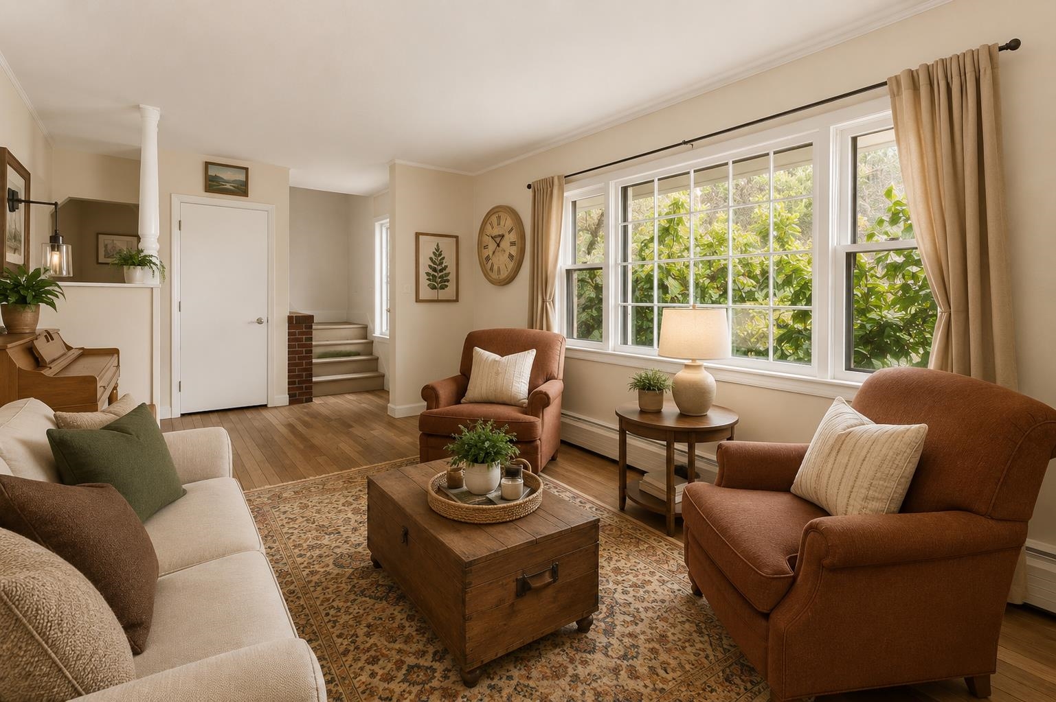 This large window floods the room with natural light