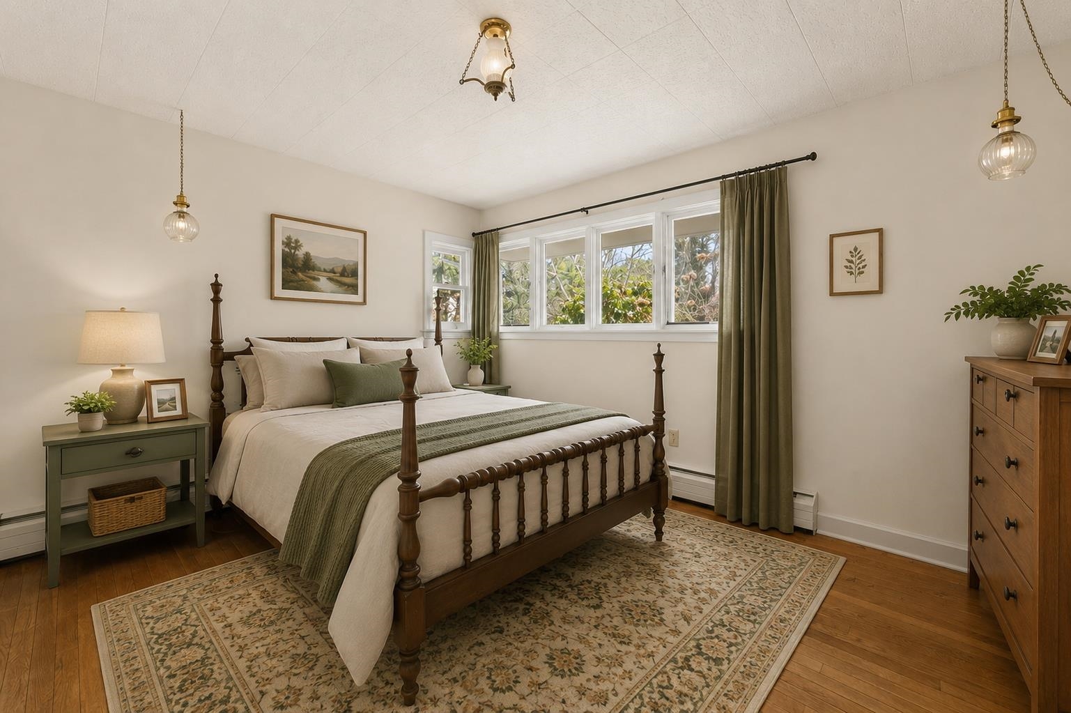 Hardwood floors warm up this 1st floor bedroom!
