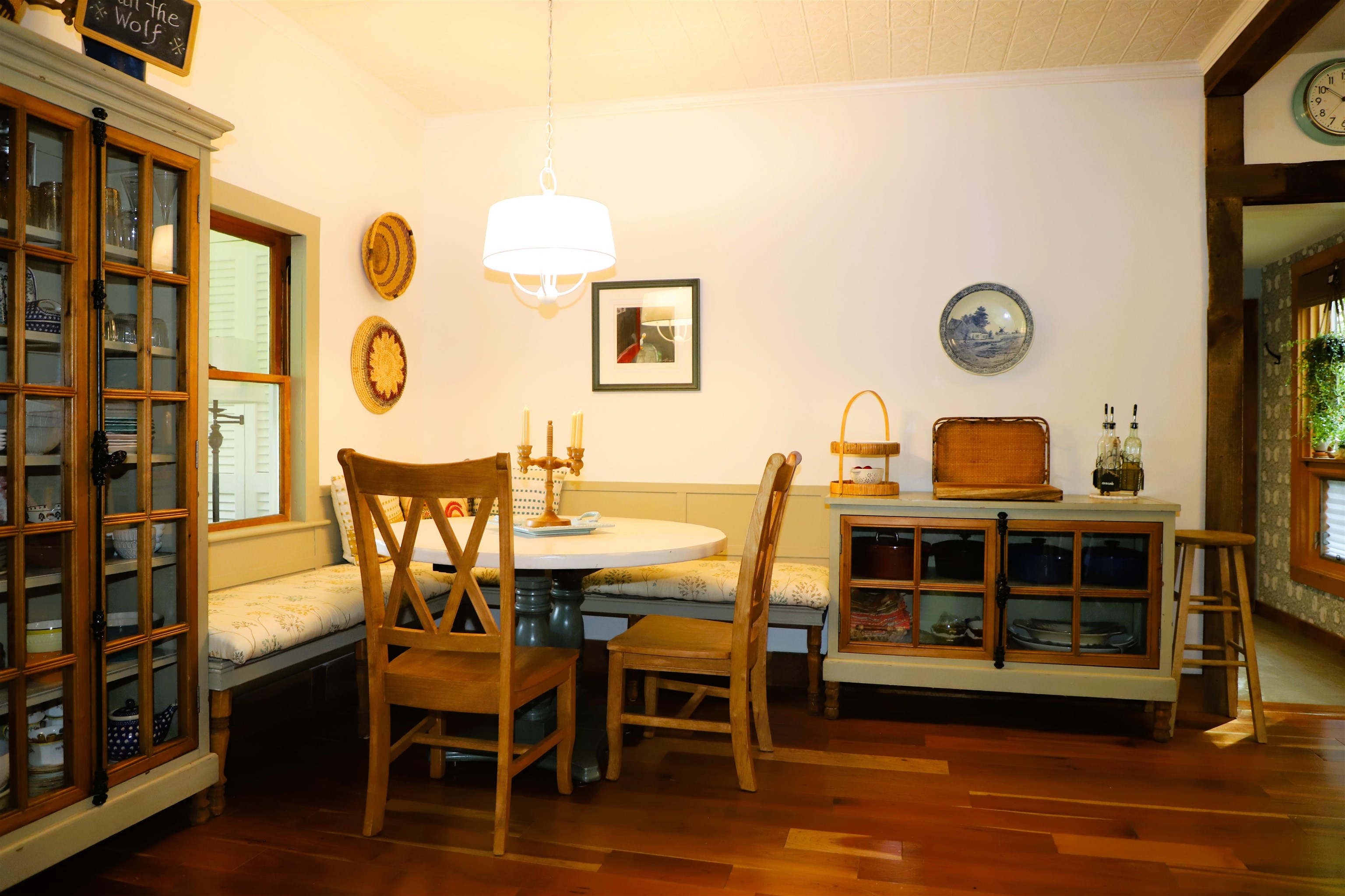 Built in dining room storage units and bench