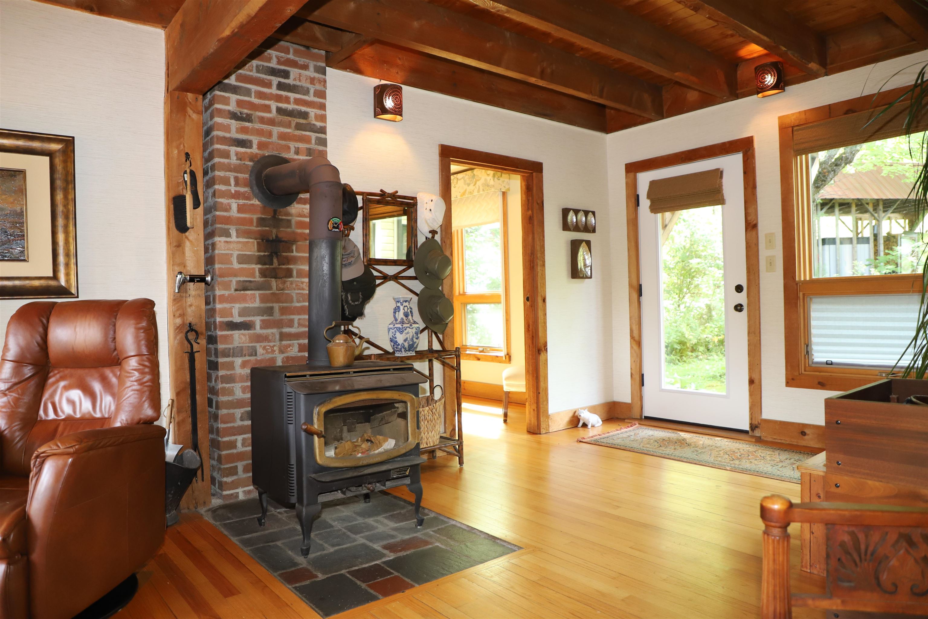wood burning stove in family room