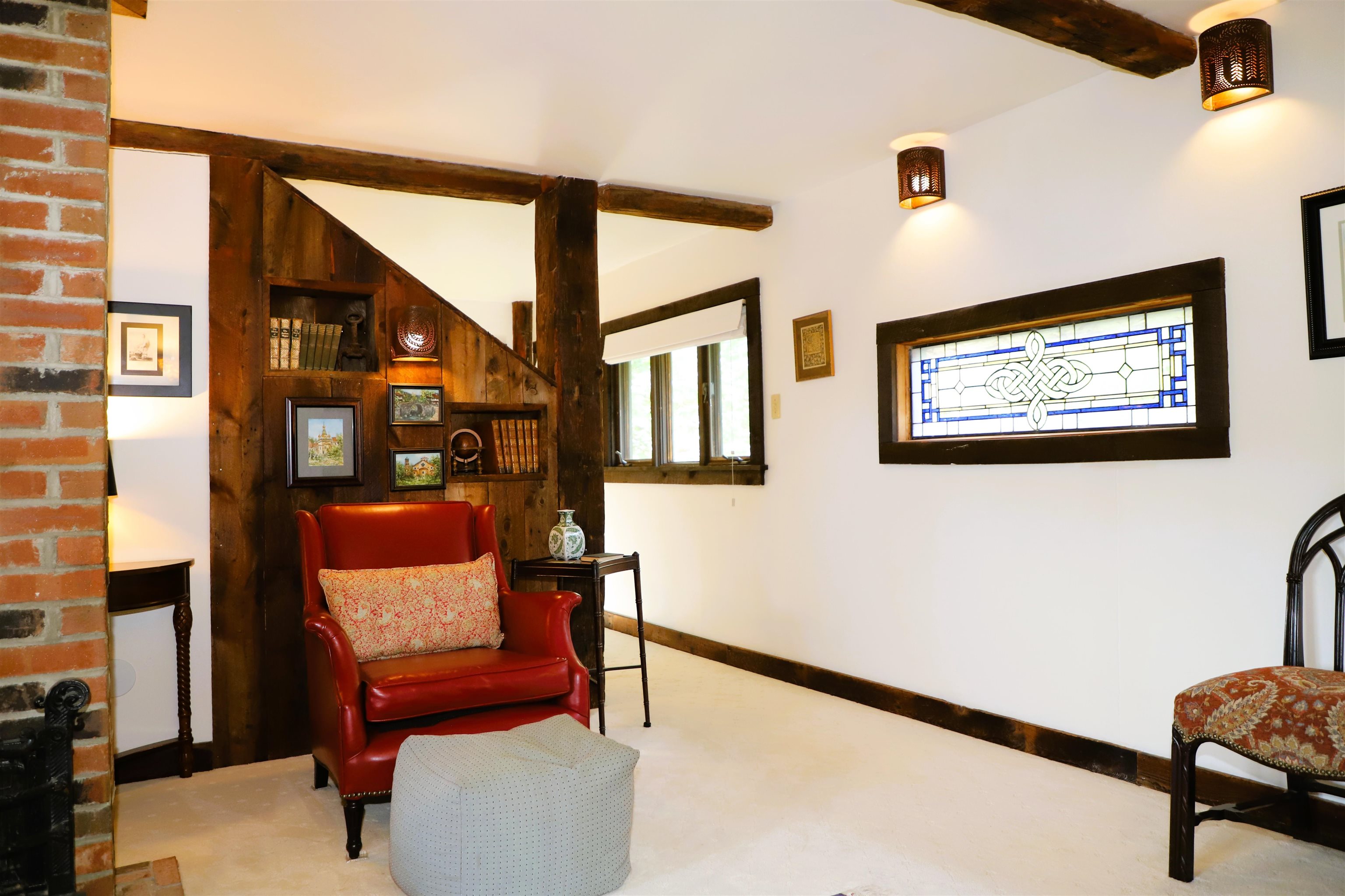 George sitting room enters to the bedroom area past stained glass