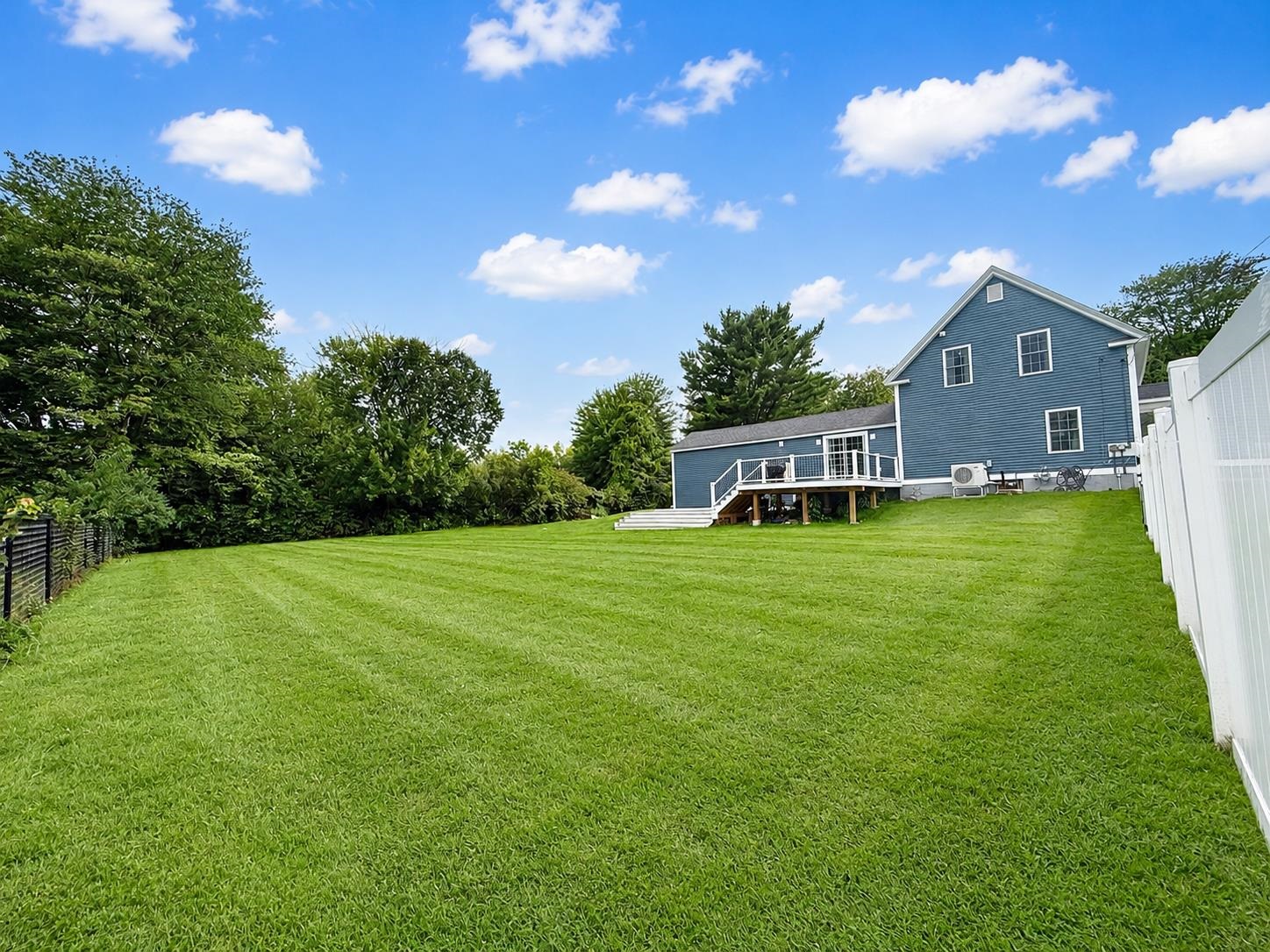 level fenced yard