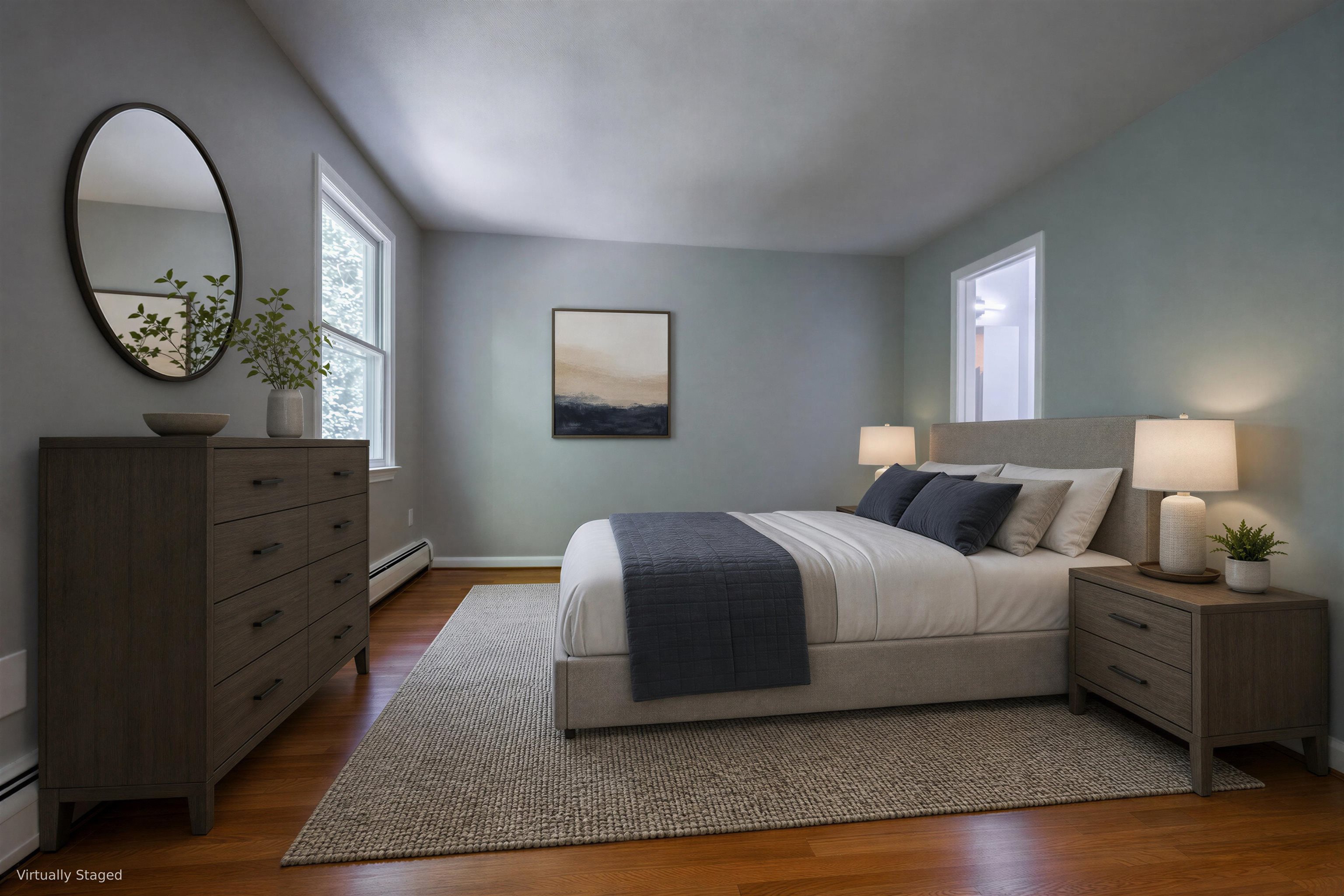 Virtually staged bedroom