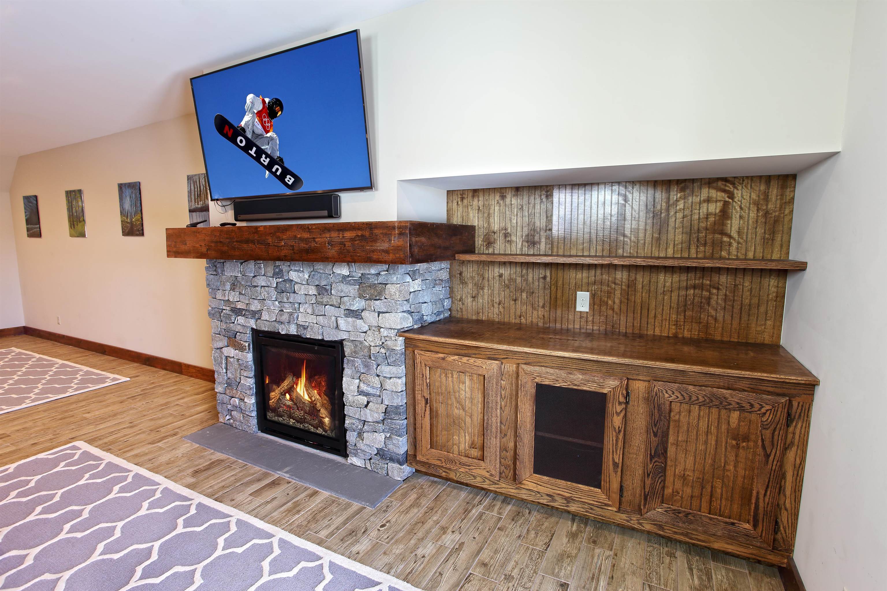 Lower level fireplace