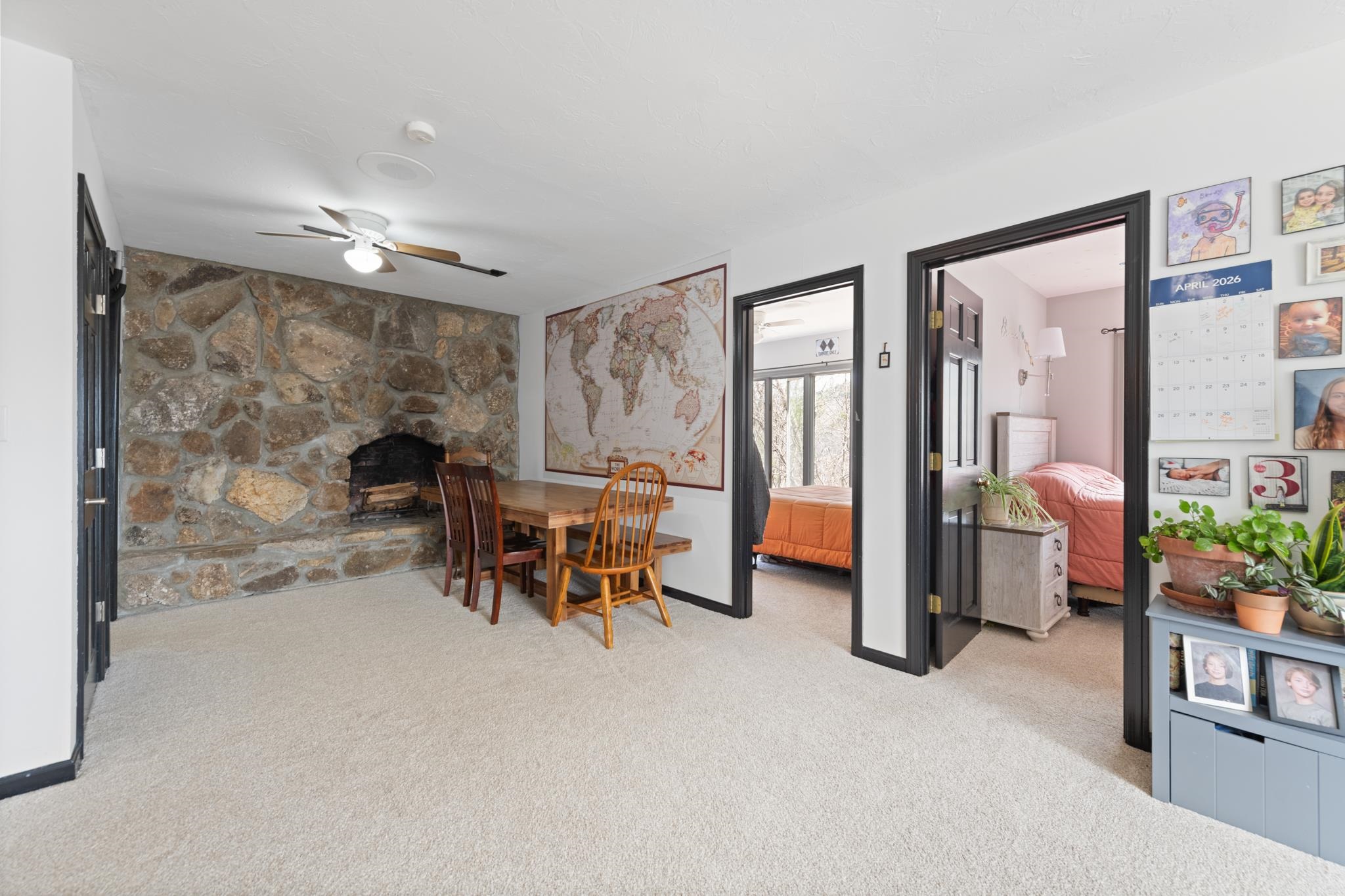 Great stone work in the dining room