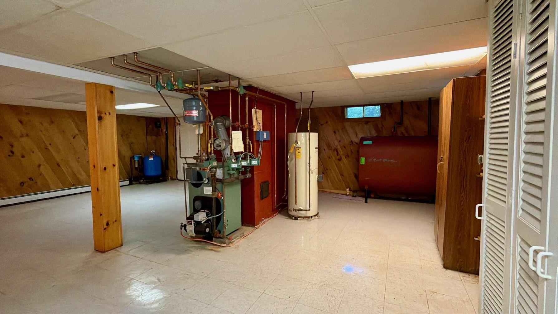 boiler, closets with shelving