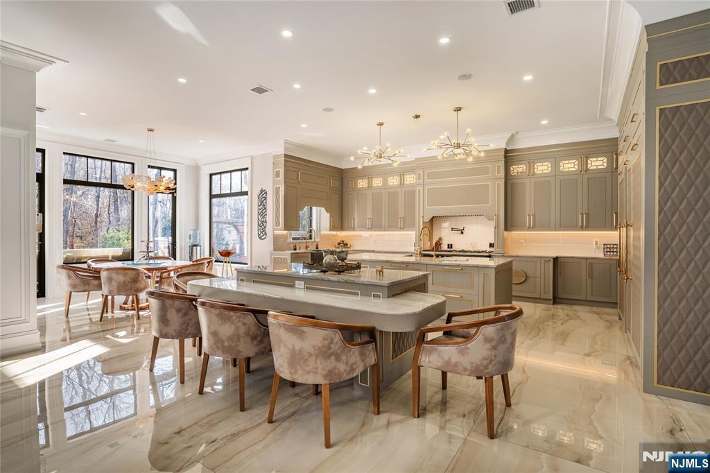 Custom European Leather Faced Cabinetry...
