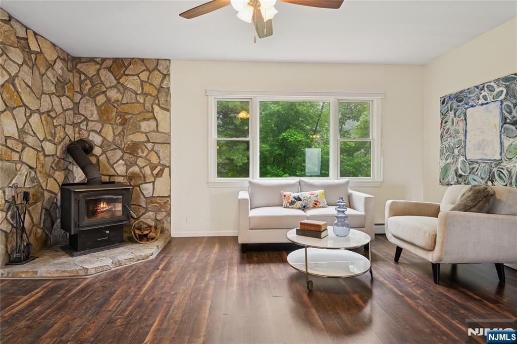 Living Room with wood burning stove