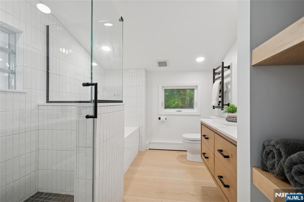 Primary Bathroom, tiled shower, glass door, 2nd Floor