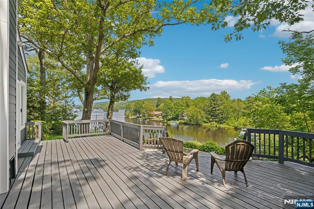 Expansive wooden deck over looking Upper Greenwood Lake