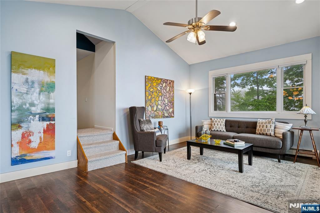 Living Room with Vaulted Ceiling