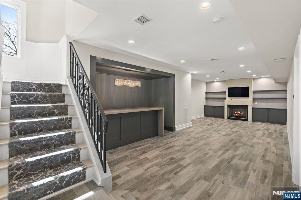 Rec. Room with Custom Wet Bar and Gas fireplace