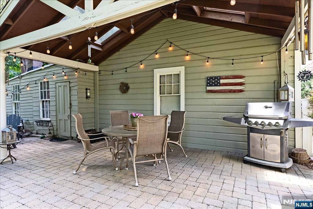 Covered stone patio