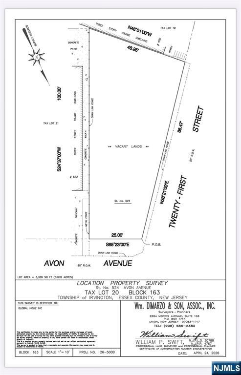 Photo 1 of Land for sale at 524 Avon Ave, Irvington, NJ 07111 | MLS# 26036643 | Listing updated on 2026-09-26